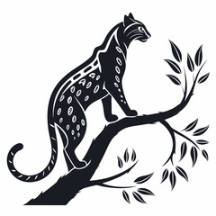 Ocelot black silhouette icon vector