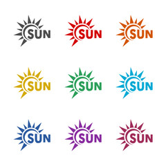 Sun logo icon isolated on white background. Set icons colorful