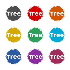Tree circle logo icon isolated on white background. Set icons colorful