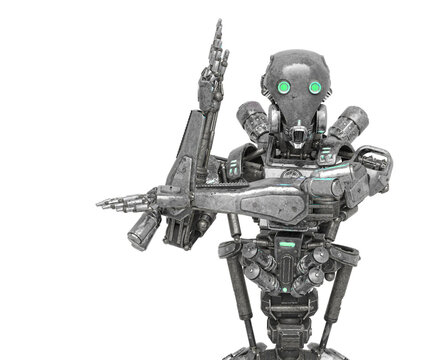 apocalypse cyborg is ready for some action like a comic hero with copy space