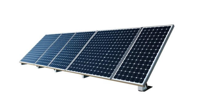 A series of hyper-realistic, ultra-HD photos of a solar panel, isolated on a white background. Capture the panel from multiple angles 