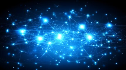 Abstract Blue Network Connection Lines Digital Technology Background