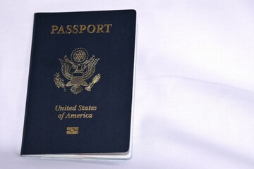 united states passport on white background with copy space