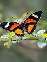 Fototapeta premium Butterfly on Branch, Close Up