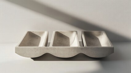 Modern Minimalist Concrete Planter with Three Compartments