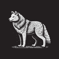 Obraz premium Timber Wolf Vector Illustration – Vintage Retro Logo Design on Black Background
