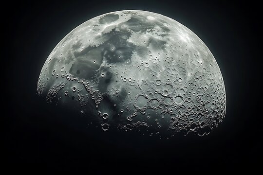 A thin, delicate crescent moon with subtle craters and realistic shading, softly illuminated, isolated on black.