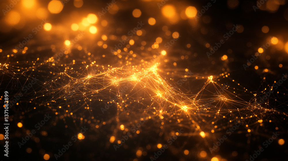 Poster abstract background. glowing dots and lines.