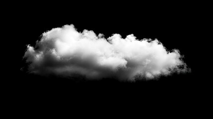 Isolated White Cloud Formation Against Black Backdrop Atmospheric Weather