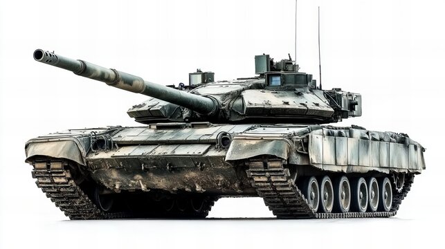 High-quality image of an old tank isolated on a clean white background. Perfect for military history, war machinery, armored vehicles, and historical warfare-themed content.