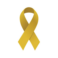 A golden ribbon of hope, symbolizing solidarity and support against childhood cancer, rendered in smooth, rich tones against a pure white background.