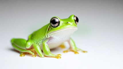 Obraz premium Close-up of a vibrant green frog