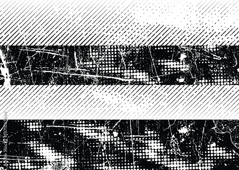 Aufkleber Grunge textured banner with rough edges. Halftone dots texture. Overlay grunge texture . Simply place texture over any object to create grunge effect . Banner with scratched surface for your design. 