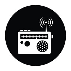 Set of radio player icon collection. Vintage Radio silhouette, old retro radio symbol. Vector Illustration. 