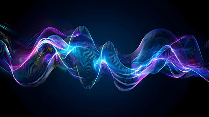 Abstract Glowing Wave Design With Neon Colors