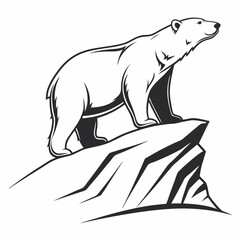 Polar bear black silhouette icon vector