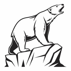 Polar bear black silhouette icon vector