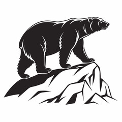 Polar bear black silhouette icon vector