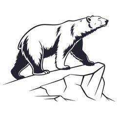 Polar bear black silhouette icon vector