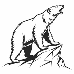 Polar bear black silhouette icon vector