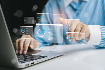 Modern technology concept with laptop and digital interface, Business concept