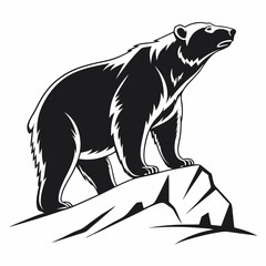 Polar bear black silhouette icon vector