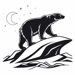 Polar bear black silhouette icon vector