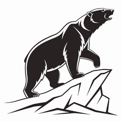 Polar bear black silhouette icon vector