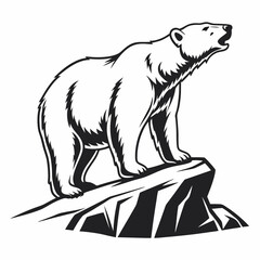 Polar bear black silhouette icon vector