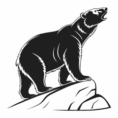 Polar bear black silhouette icon vector