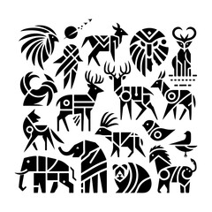 Garden tools and icons vector illustration set