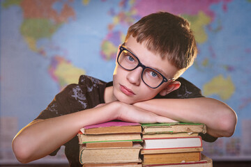 boy with books
