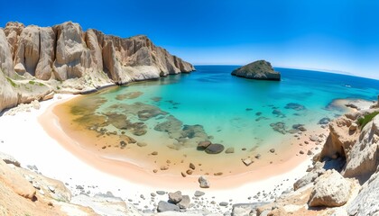 Fototapeta premium Panoramic View of Secluded Sandy Beach and Bay
