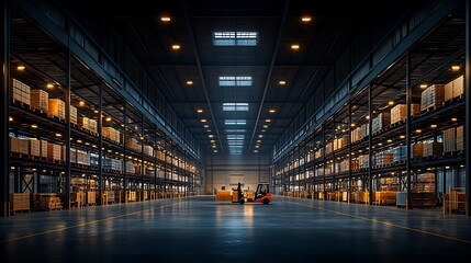 Distribution warehouse with organized inventory system high resolution picture