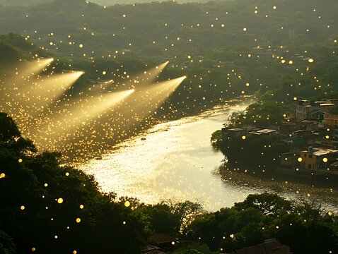 Golden River with Firefly Magic. - Powered by Adobe