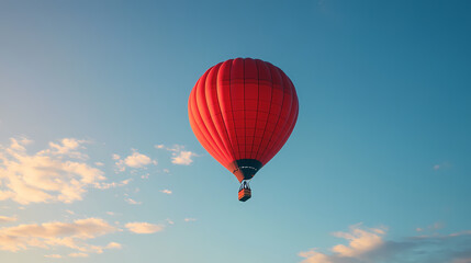 Obraz premium Bright red hot air balloon soaring against a clear sky. Crystalline Air. Illustration