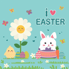 Hand Drawn Happy Easter Day illustration Vector