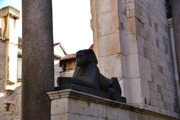 Sphinx sculpture from ancient Egypt at Diocletian's Palace in Croatia