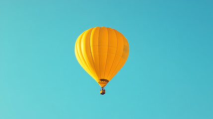 Fototapeta premium Yellow hot air balloon in clear blue sky. Crystalline Air. Illustration