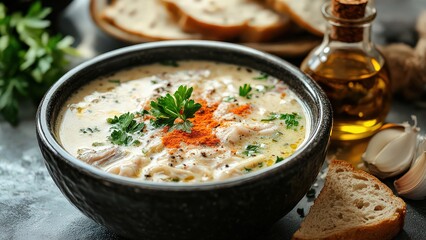 Delicious Creamy Chicken Soup with Fresh Herbs and Spices