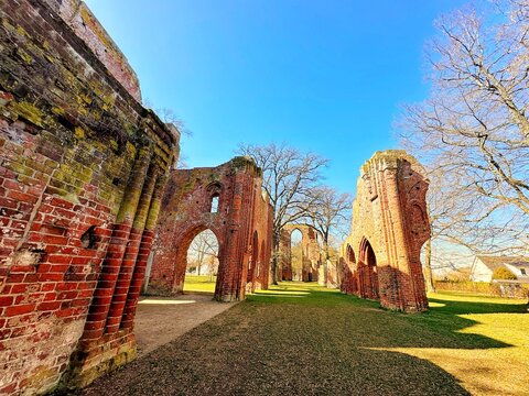 scenic view of the ruins of Eldena Abbey near Greifswald, Germany