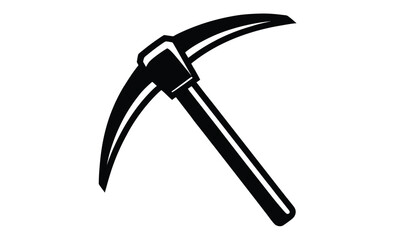 Pickaxe mining icon silhouette, mining resources with a pickaxe or pick axe flat vector icon for apps and games 