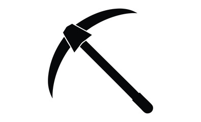 Pickaxe mining icon silhouette, mining resources with a pickaxe or pick axe flat vector icon for apps and games 