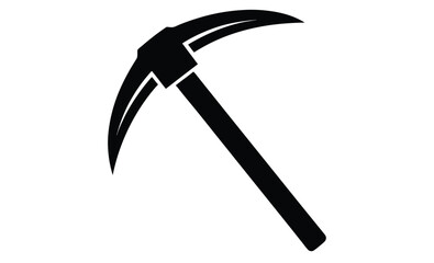 Pickaxe mining icon silhouette, mining resources with a pickaxe or pick axe flat vector icon for apps and games 