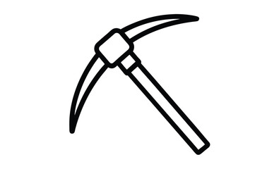 Pickaxe mining icon silhouette, mining resources with a pickaxe or pick axe flat vector icon for apps and games 