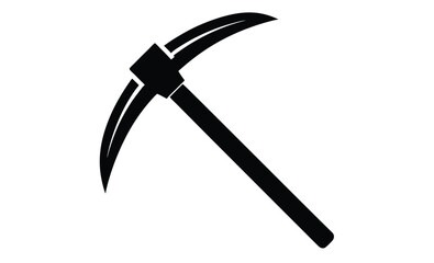 Pickaxe mining icon silhouette, mining resources with a pickaxe or pick axe flat vector icon for apps and games 