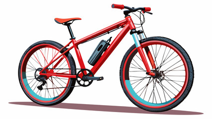 Fototapeta premium Red mountain bike on an isolated white background. 3d rendering.