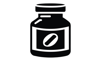 Vitamin tablets bottle silhouette, the best vitamin tablets medical bottle silhouette, icon vector illustration in trendy style