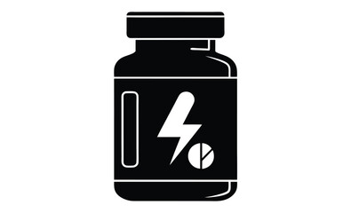Vitamin tablets bottle silhouette, the best vitamin tablets medical bottle silhouette, icon vector illustration in trendy style
