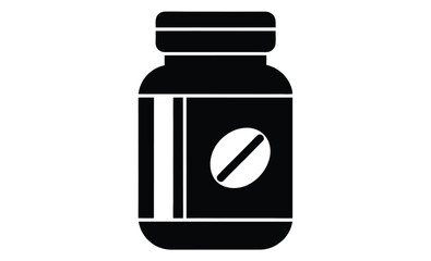 Vitamin tablets bottle silhouette, the best vitamin tablets medical bottle silhouette, icon vector illustration in trendy style